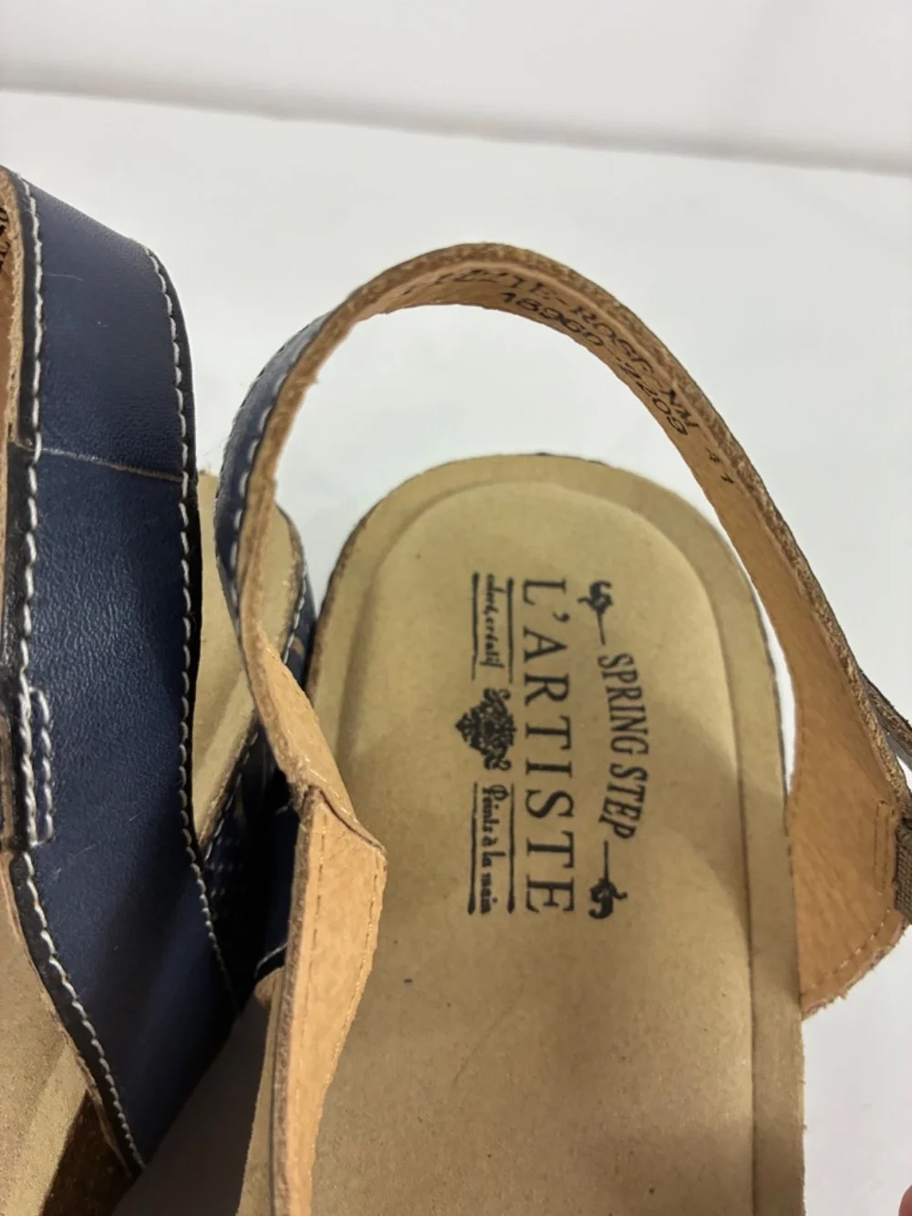 L'Artiste Lizzie Rose Shoes 9.5 10 Tooled Leather Navy Floral Boho Spring Step